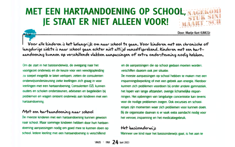 Met een hartaandoening op school, je staat er niet alleen voor!